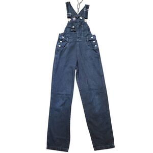 Vintage 90s Goodfellow Overalls Women's XS Blue Black Lace Up Back Bibs Tapered
